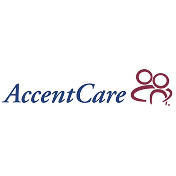 AccentCare script logo with line art logo